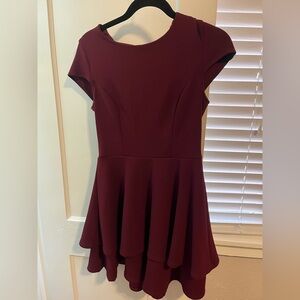 Elegant Burgundy Fit and Flare Dress